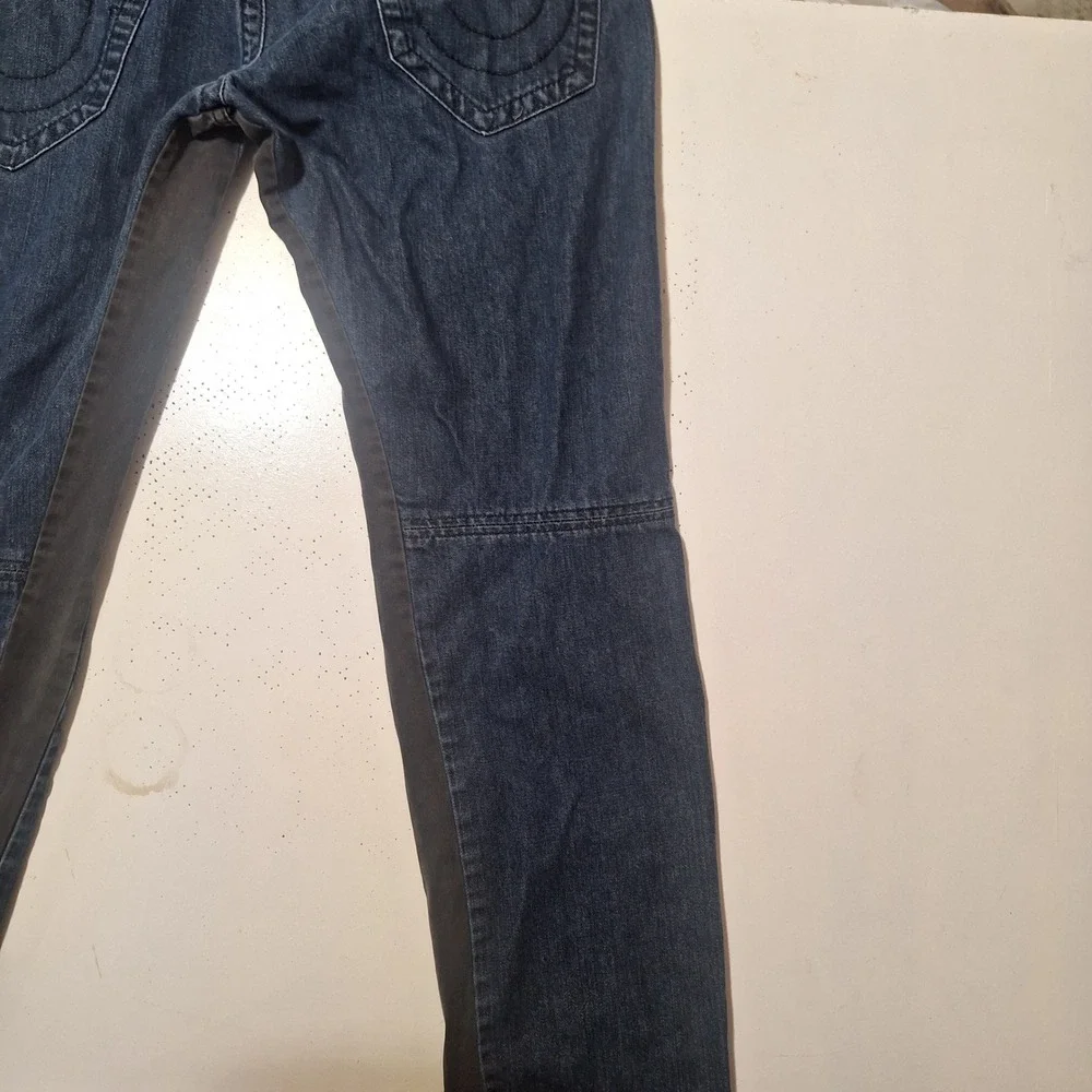 True Religion Ricky Flap Pocket Straight Leg Jeans Dark Wash Blue